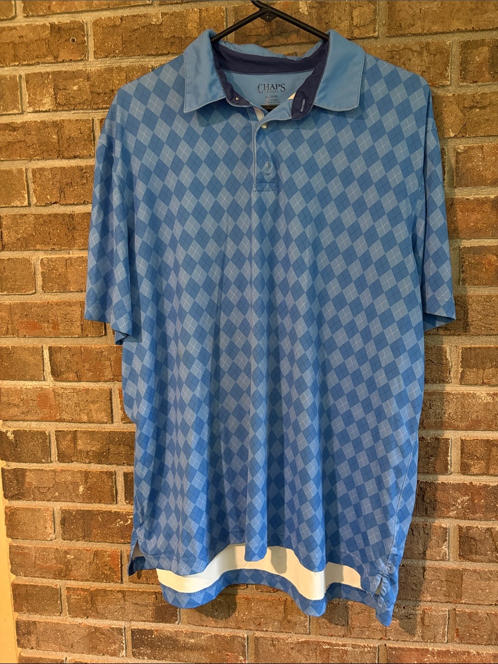 Chaps Men's Light Blue Argyle Polo